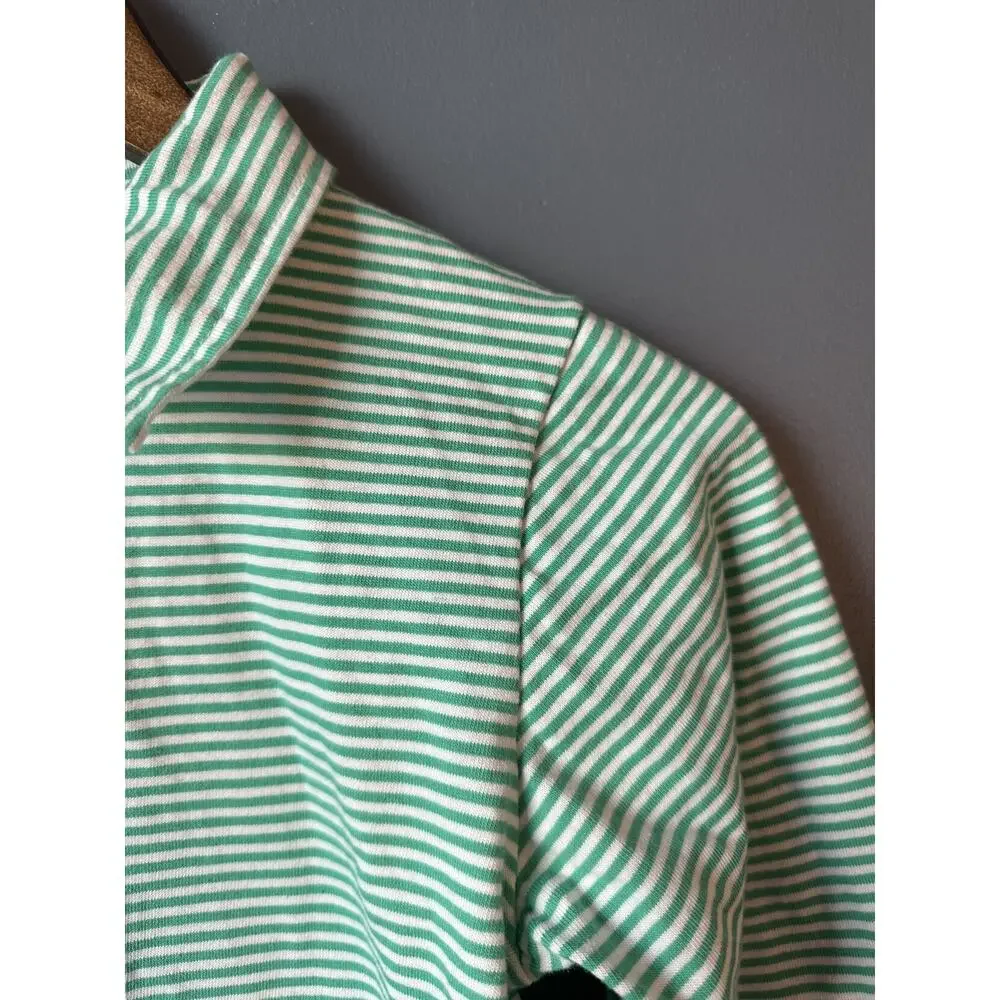 Bella Bliss Green Skinny Stripe Long Sleeve‎ Polo